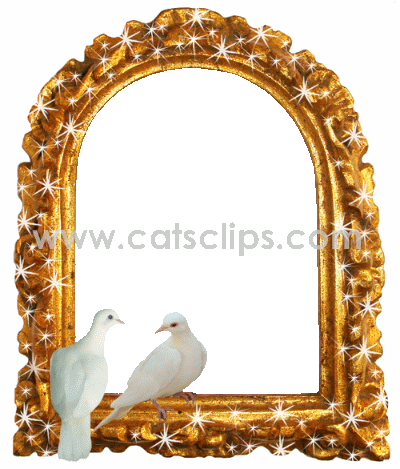 gold glitter frame doves animated border